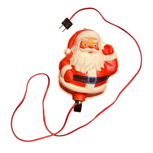 Source Unknown Other - Vintage MCM Santa Claus Light-Up Wall Decoration With Cord Plastic